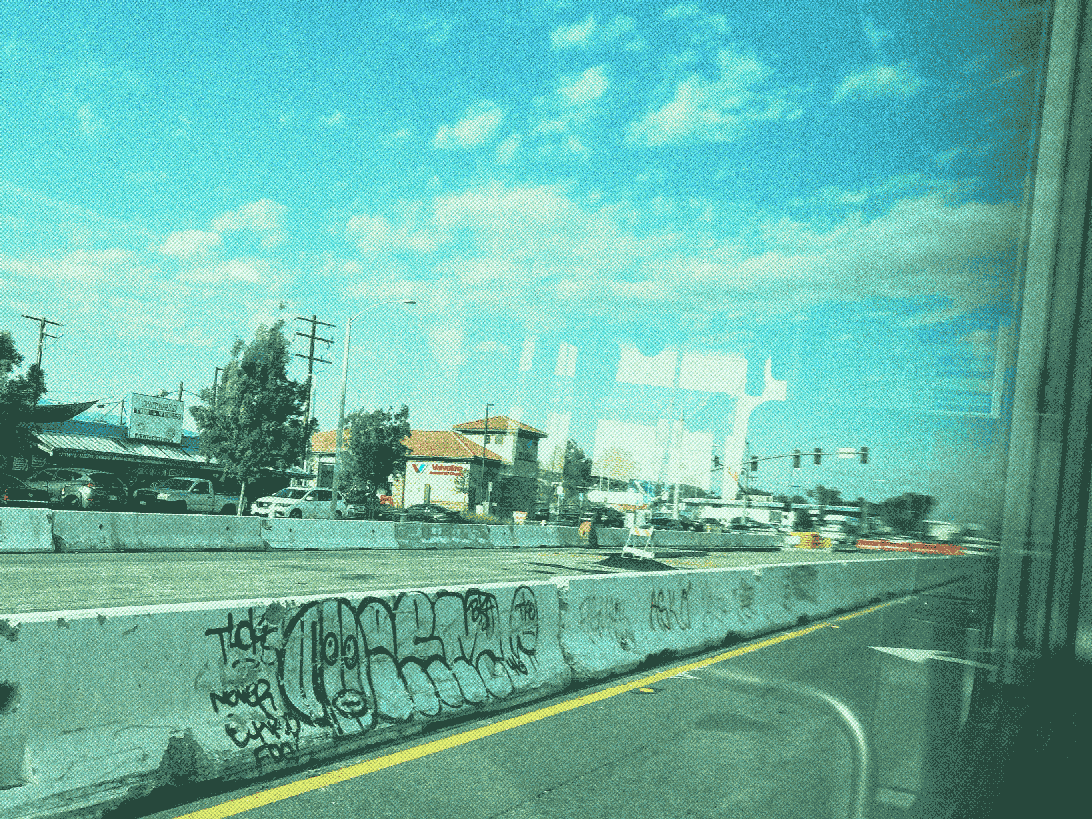 jersey barriers temporarily separating the median of the road
